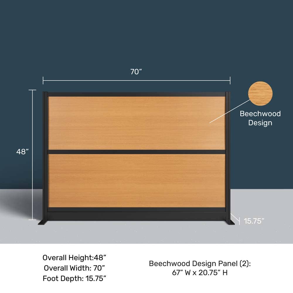 Luxor Modular Wall 70"W x 48"H - Beech Laminated with Black Frame (PPWL013) - SchoolOutlet