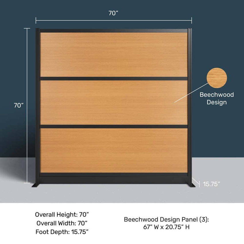 Luxor Modular Wall 70"W x 70"H - Beech Laminated with Black Frame (PPWL014) - SchoolOutlet