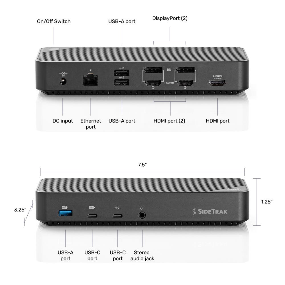 Luxor SideTrak Triple Monitor 4K Docking Station (LUX - TPDK001) - SchoolOutlet