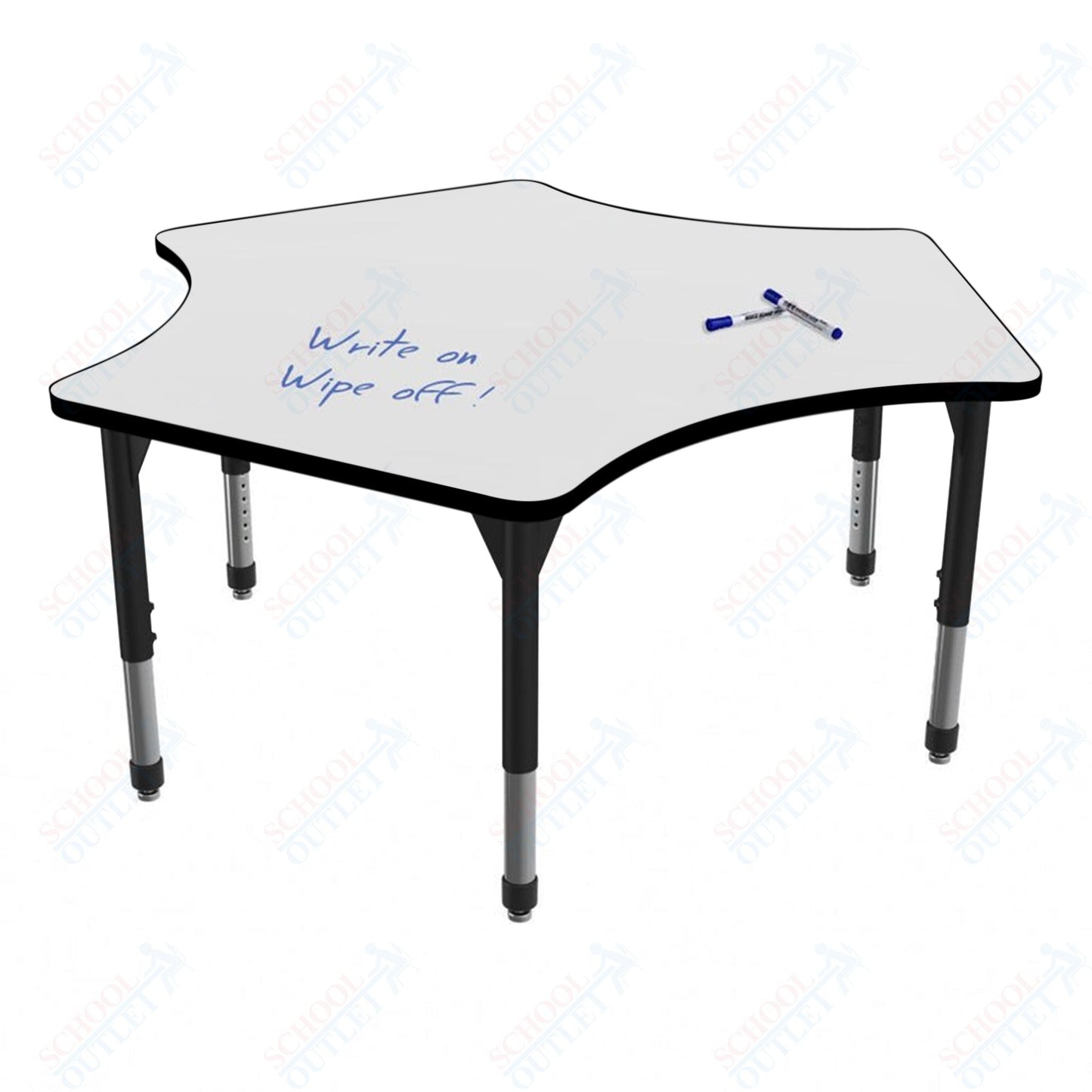 Marco Apex Series Delta Preschool Activity Table w/ Dry Erase HPL Top 60" x 60" Adj Height 17" - 24" (38 - 2251 - DB) - SchoolOutlet