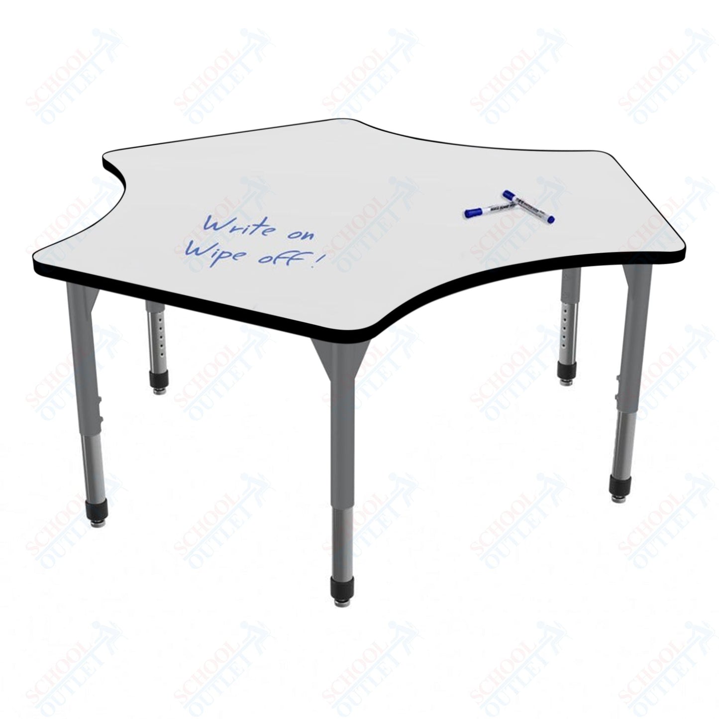 Marco Apex Series Delta Preschool Activity Table w/ Dry Erase HPL Top 60" x 60" Adj Height 17" - 24" (38 - 2251 - DB) - SchoolOutlet