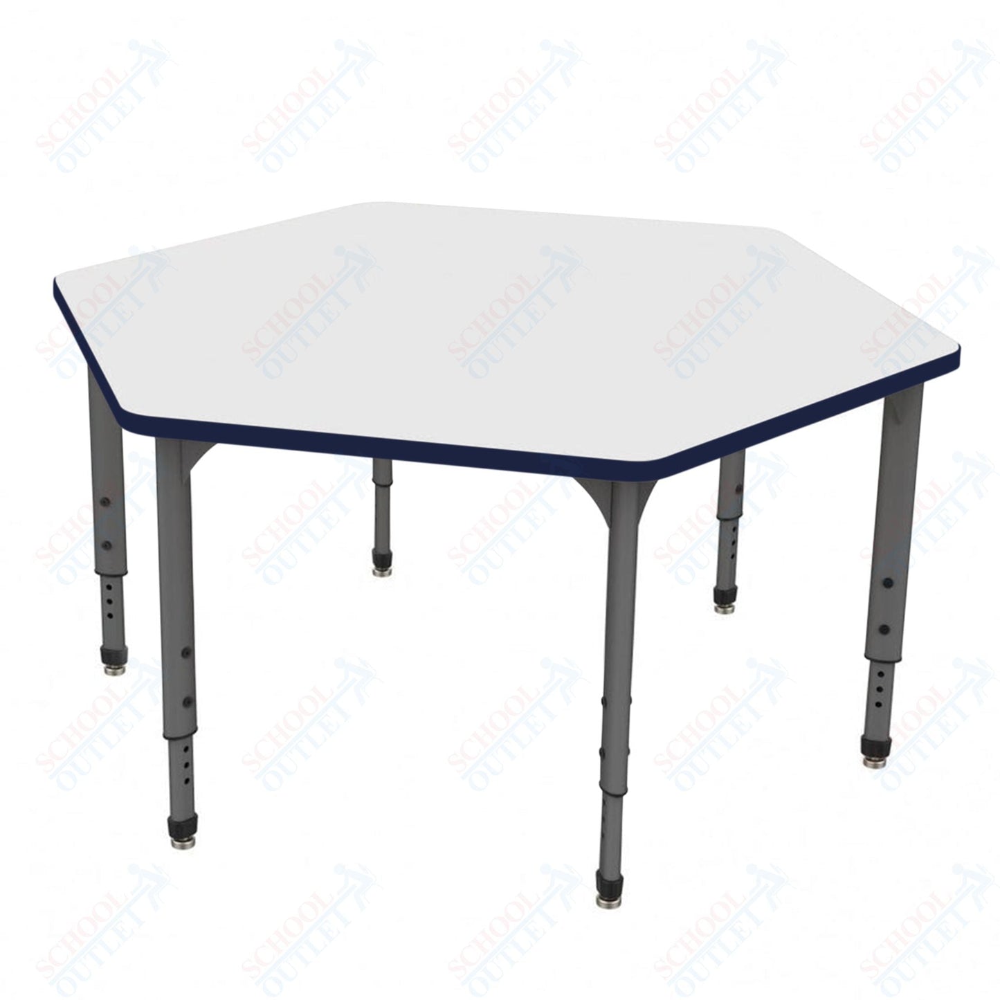 Marco Apex Series Hexagon School Activity Table w/ Dry Erase Top 54.5" x 48" Adj Height 21" - 30" (38 - 2254 - DA) - SchoolOutlet