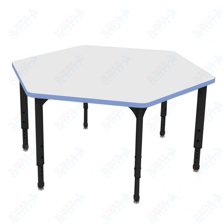 Marco Apex Series Hexagon School Activity Table w/ Dry Erase Top 54.5" x 48" Adj Height 21" - 30" (38 - 2254 - DA) - SchoolOutlet