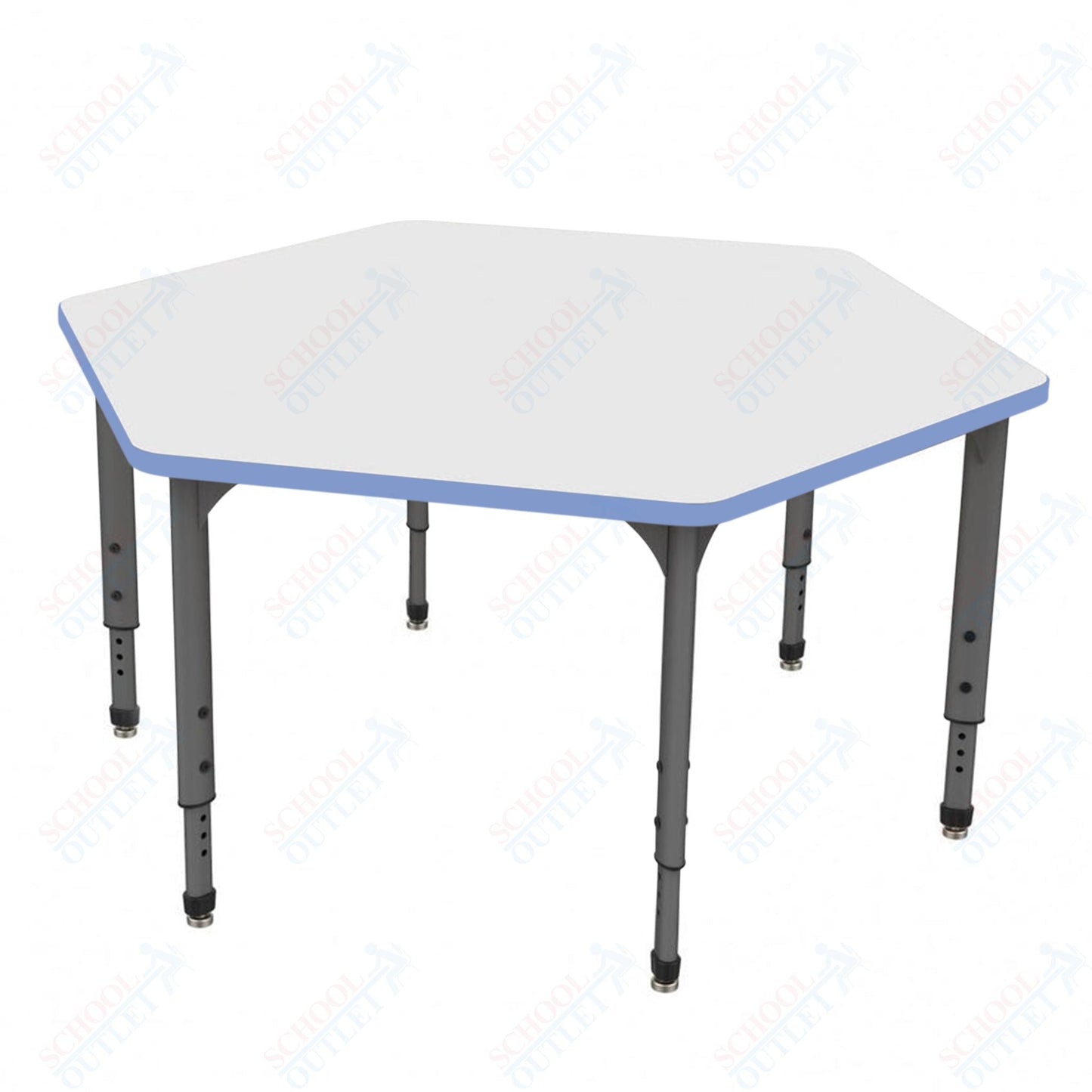 Marco Apex Series Hexagon School Activity Table w/ Dry Erase Top 54.5" x 48" Adj Height 21" - 30" (38 - 2254 - DA) - SchoolOutlet