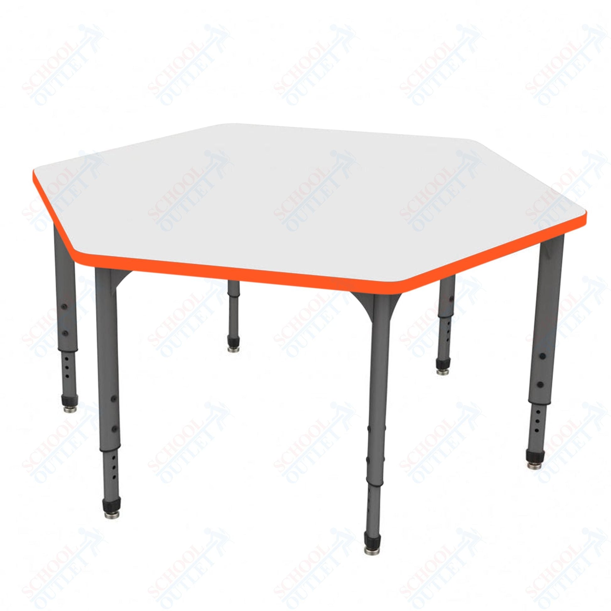 Marco Apex Series Hexagon School Activity Table w/ Dry Erase Top 54.5" x 48" Adj Height 21" - 30" (38 - 2254 - DA) - SchoolOutlet