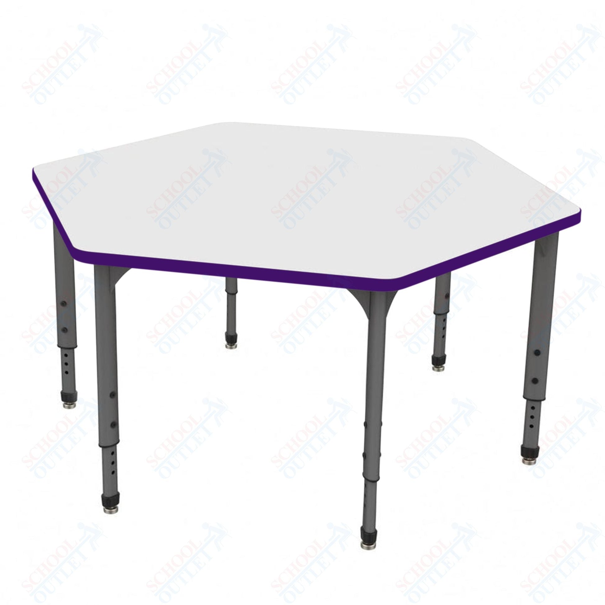 Marco Apex Series Hexagon School Activity Table w/ Dry Erase Top 54.5" x 48" Adj Height 21" - 30" (38 - 2254 - DA) - SchoolOutlet