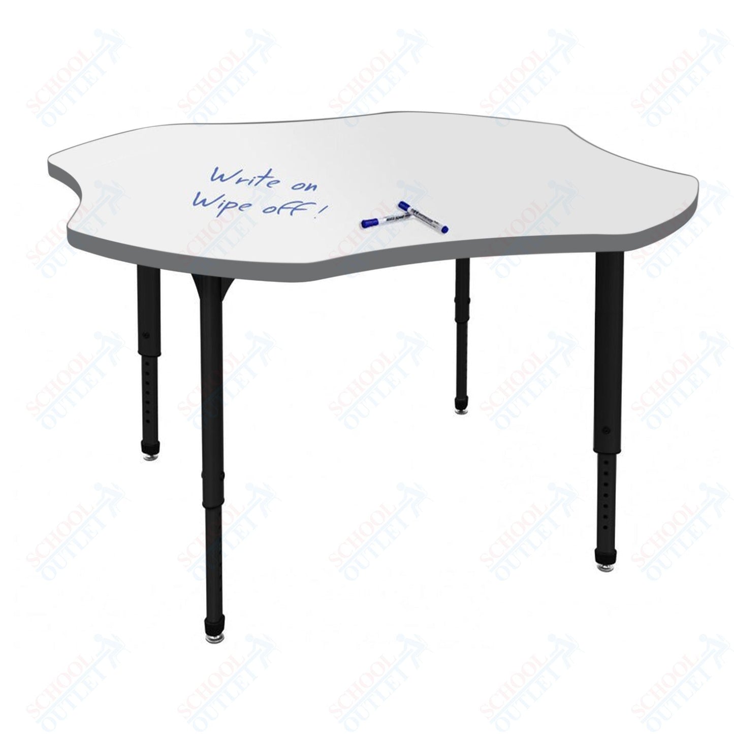 Marco Apex Series 48" Clover Preschool Activity Table w/ Dry Erase HPL Top Adj Height 17" - 24" (38 - 2265 - DB) - SchoolOutlet