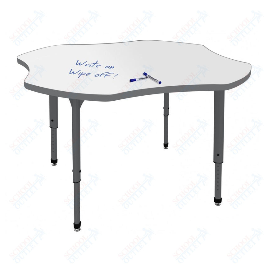 Marco Apex Series 48" Clover Preschool Activity Table w/ Dry Erase HPL Top Adj Height 17" - 24" (38 - 2265 - DB) - SchoolOutlet