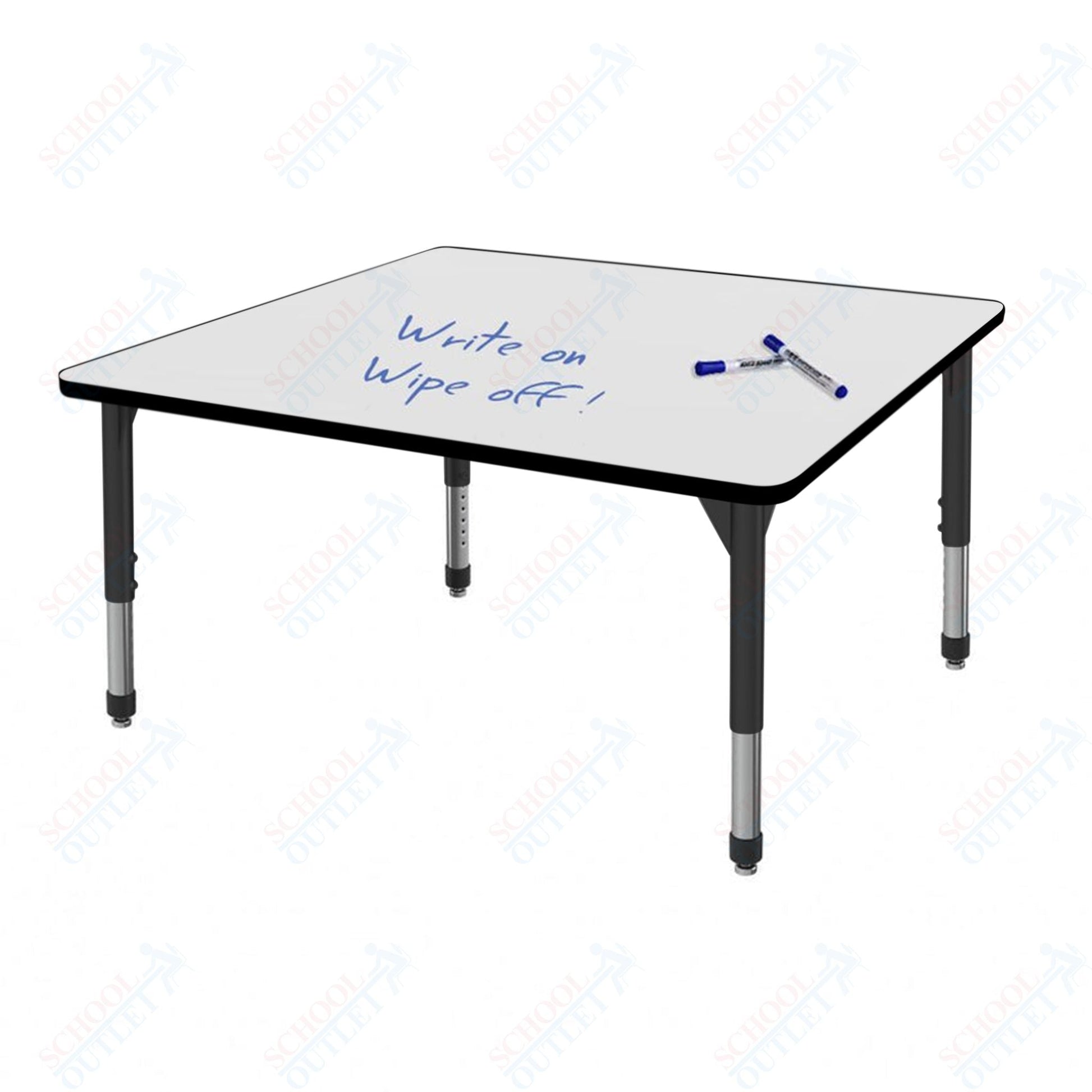 Marco Premier Series 48" Square Activity Table w/ Dry Erase Top Adj Height 21" - 31" (43 - 2216 - DB) - SchoolOutlet