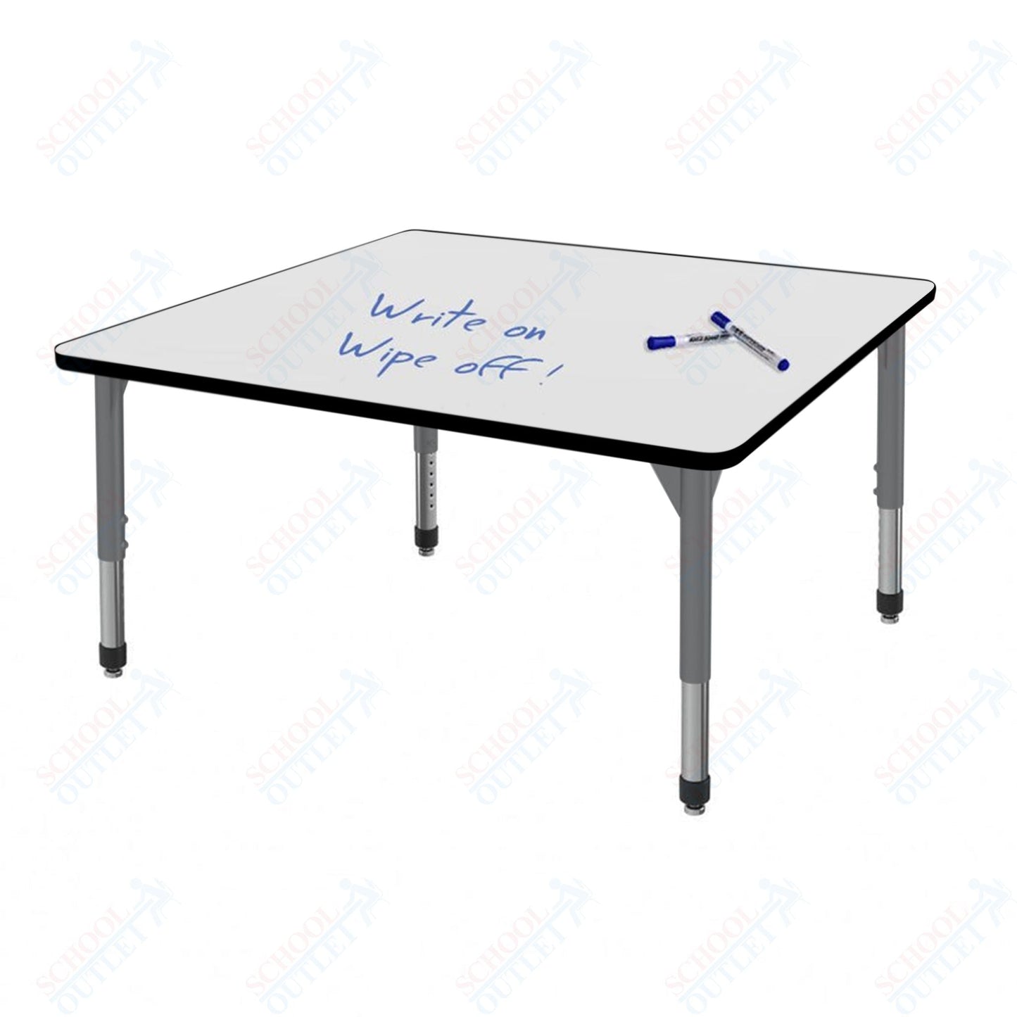 Marco Premier Series 48" Square Activity Table w/ Dry Erase Top Adj Height 21" - 31" (43 - 2216 - DB) - SchoolOutlet