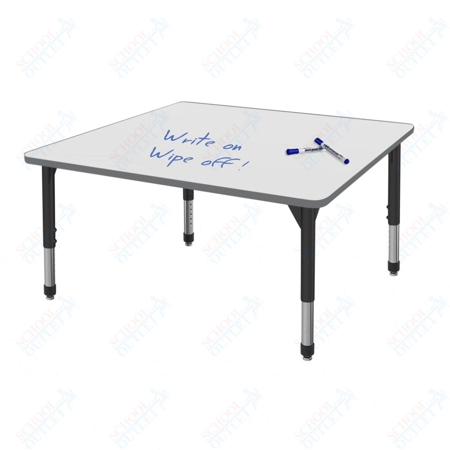 Marco Premier Series 48" Square Activity Table w/ Dry Erase Top Adj Height 21" - 31" (43 - 2216 - DB) - SchoolOutlet