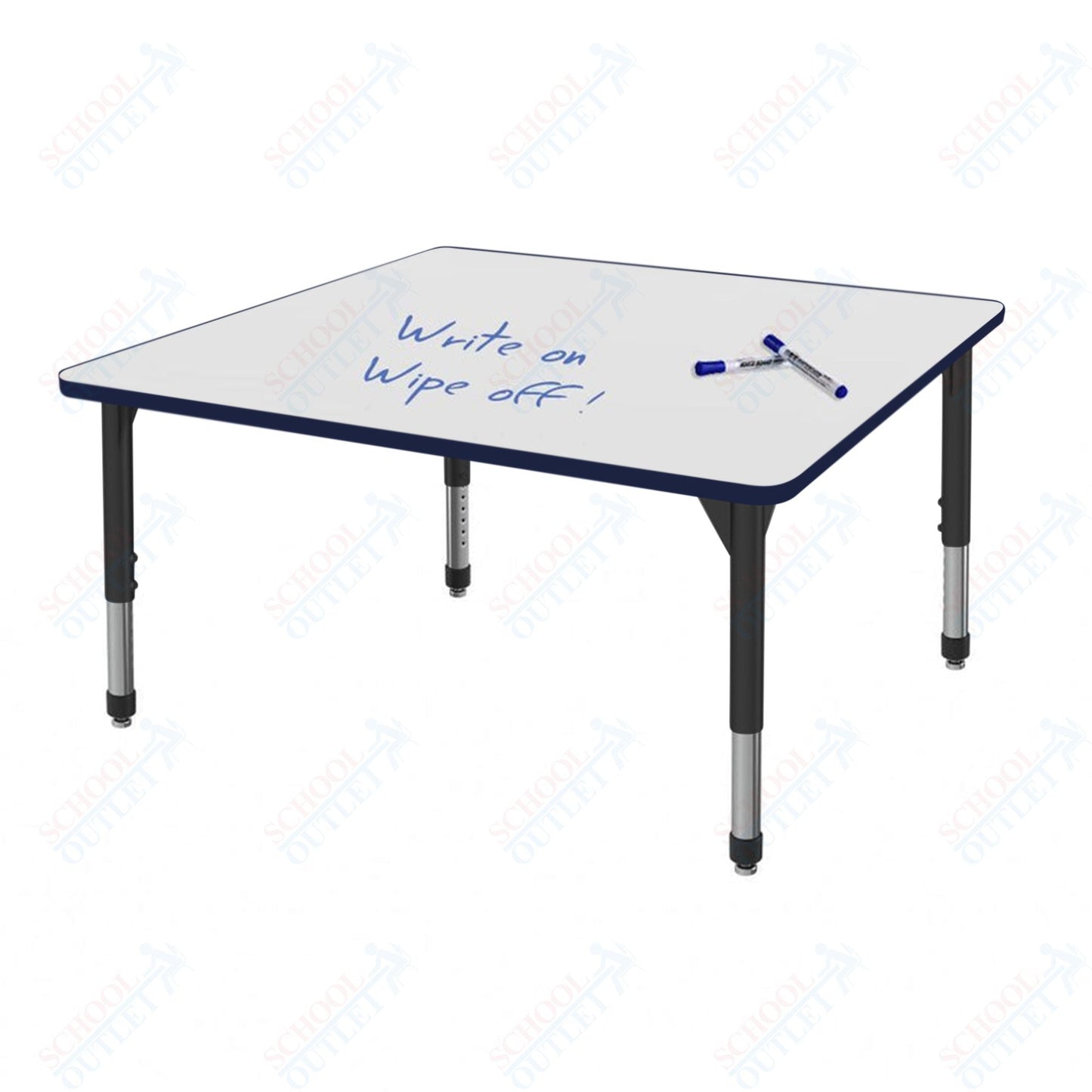 Marco Premier Series 48" Square Activity Table w/ Dry Erase Top Adj Height 21" - 31" (43 - 2216 - DB) - SchoolOutlet