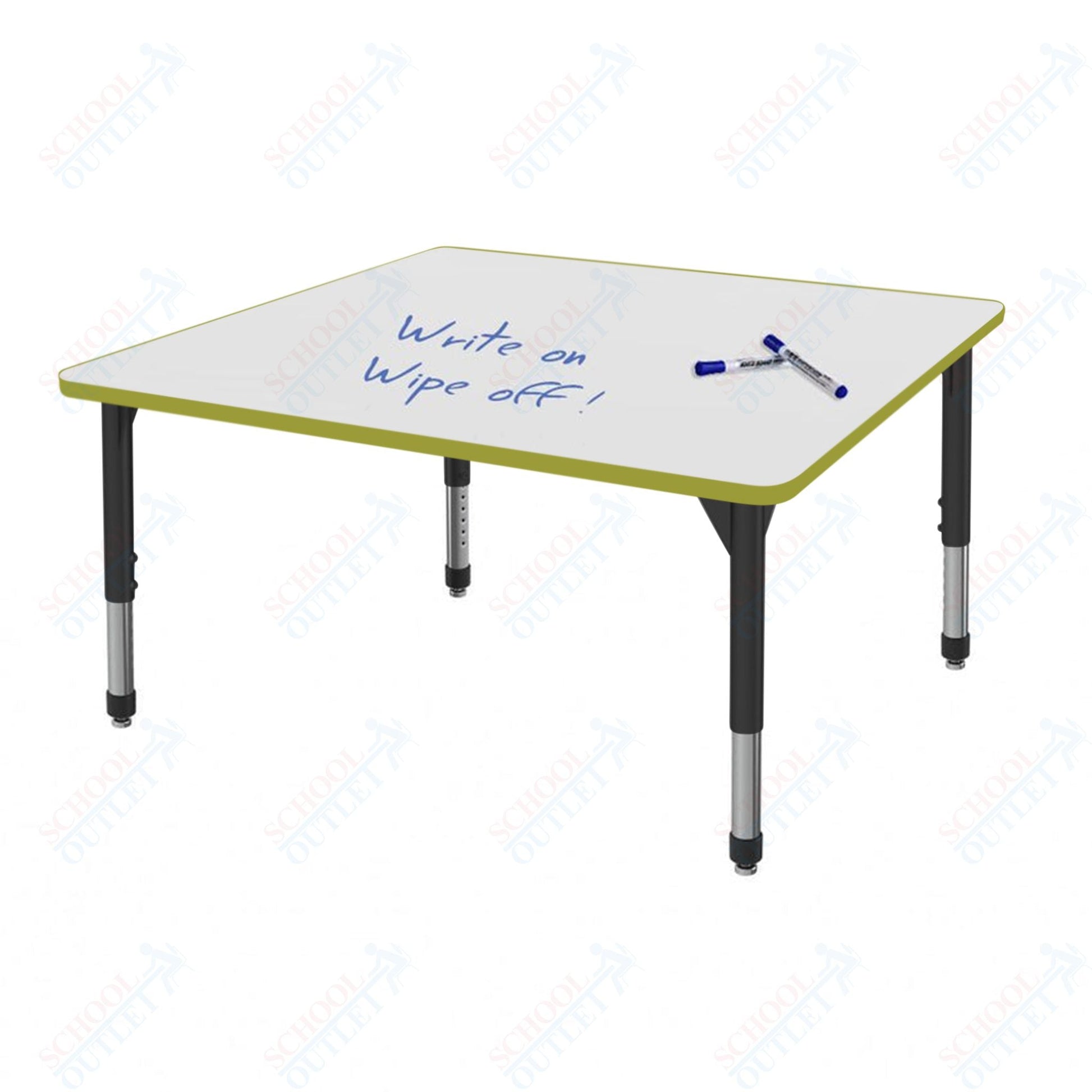 Marco Premier Series 48" Square Activity Table w/ Dry Erase Top Adj Height 21" - 31" (43 - 2216 - DB) - SchoolOutlet