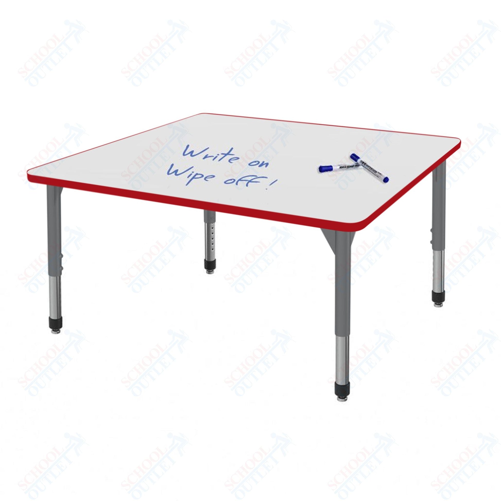 Marco Premier Series 48" Square Activity Table w/ Dry Erase Top Adj Height 21" - 31" (43 - 2216 - DB) - SchoolOutlet