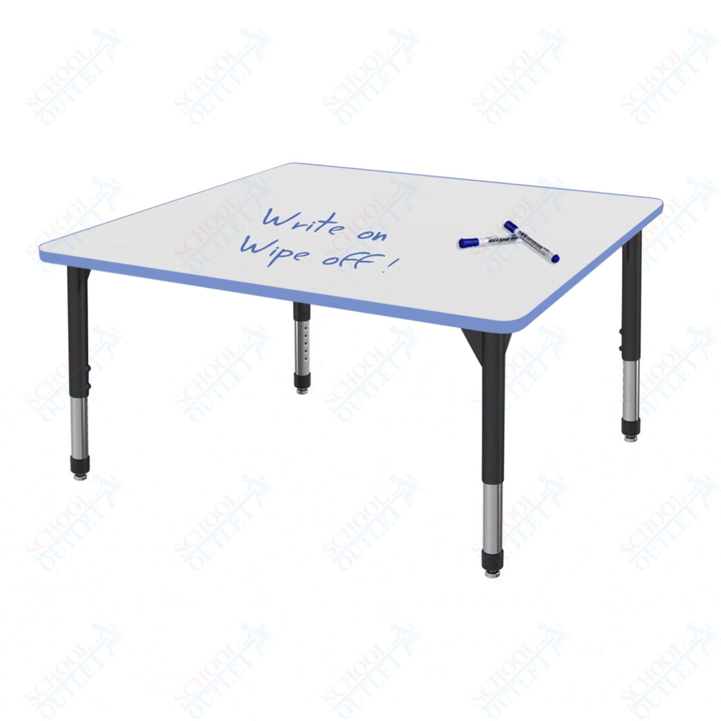 Marco Premier Series 48" Square Activity Table w/ Dry Erase Top Adj Height 21" - 31" (43 - 2216 - DB) - SchoolOutlet