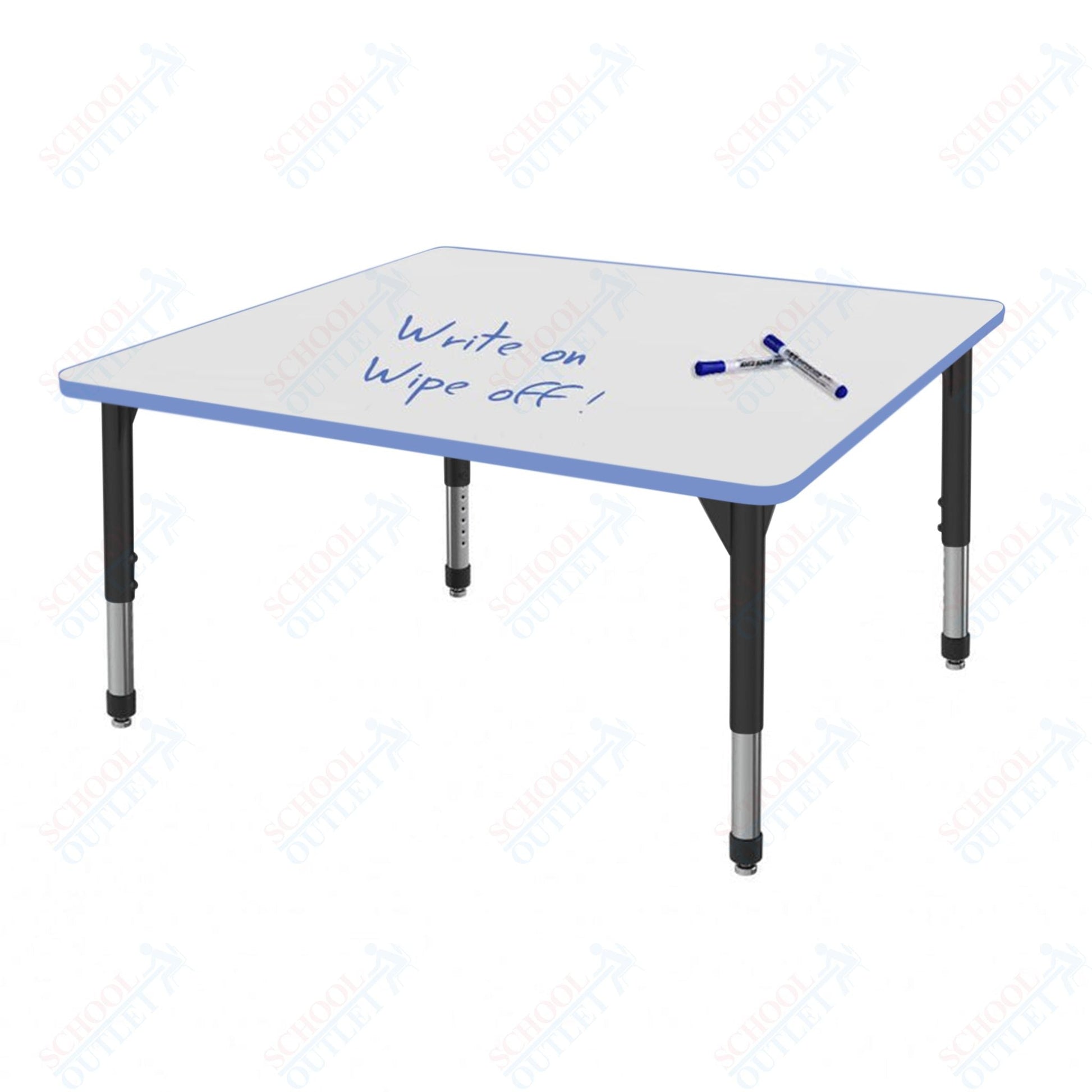 Marco Premier Series 48" Square Activity Table w/ Dry Erase Top Adj Height 21" - 31" (43 - 2216 - DB) - SchoolOutlet