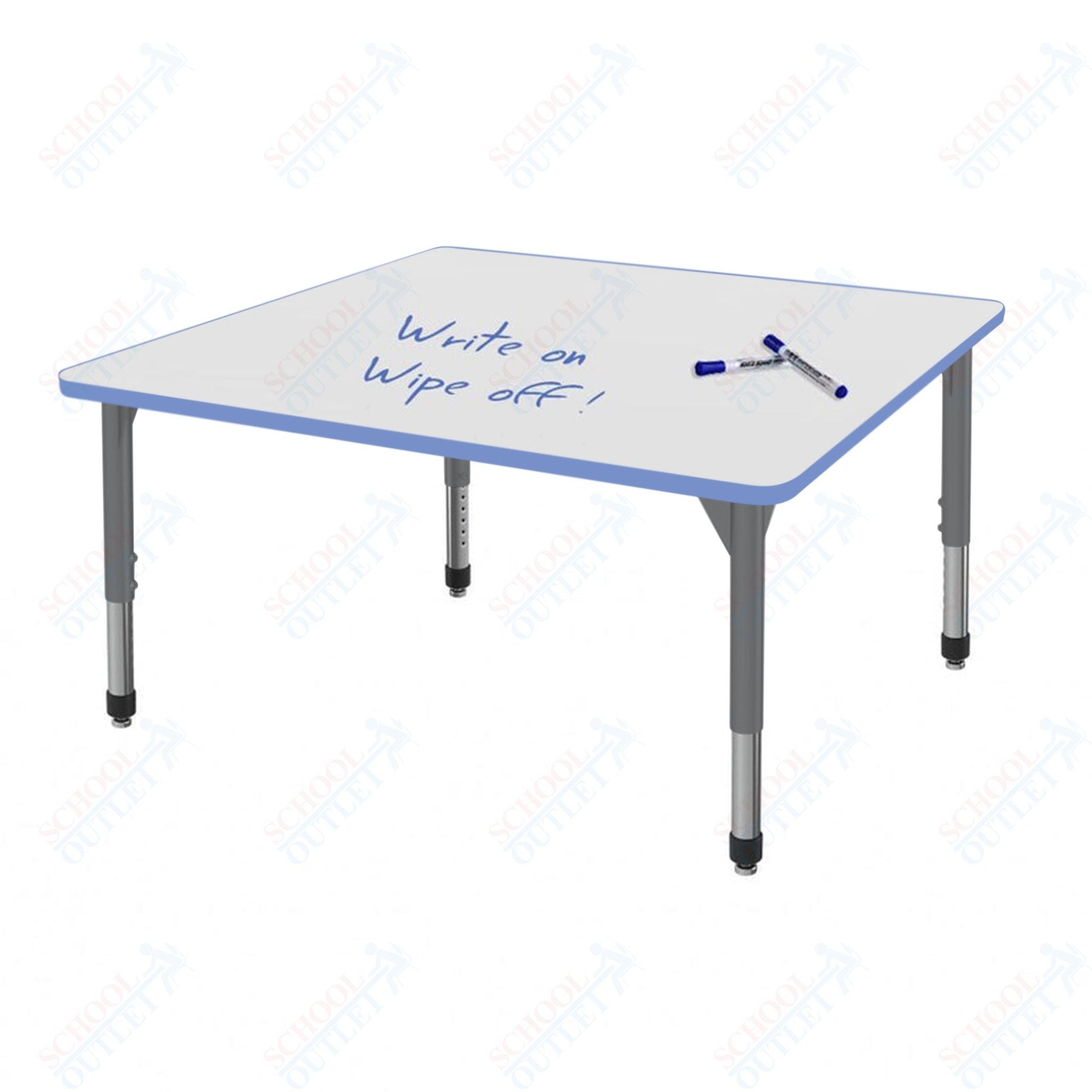 Marco Premier Series 48" Square Activity Table w/ Dry Erase Top Adj Height 21" - 31" (43 - 2216 - DB) - SchoolOutlet