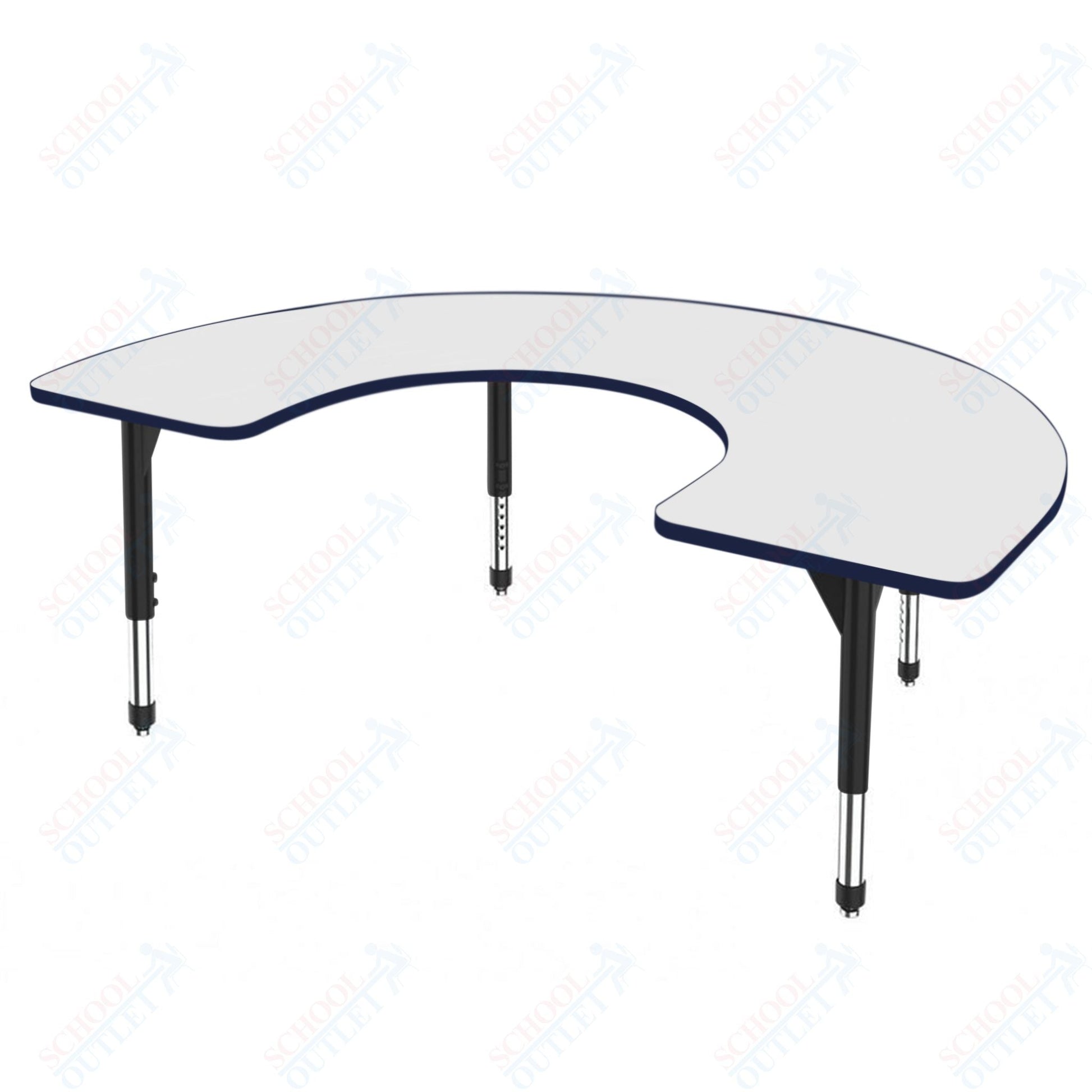 Marco Premier Series Horseshoe Activity Table w/ Dry Erase Top 48" x 72" Adj Height 21" - 31" (43 - 2227 - DB) - SchoolOutlet