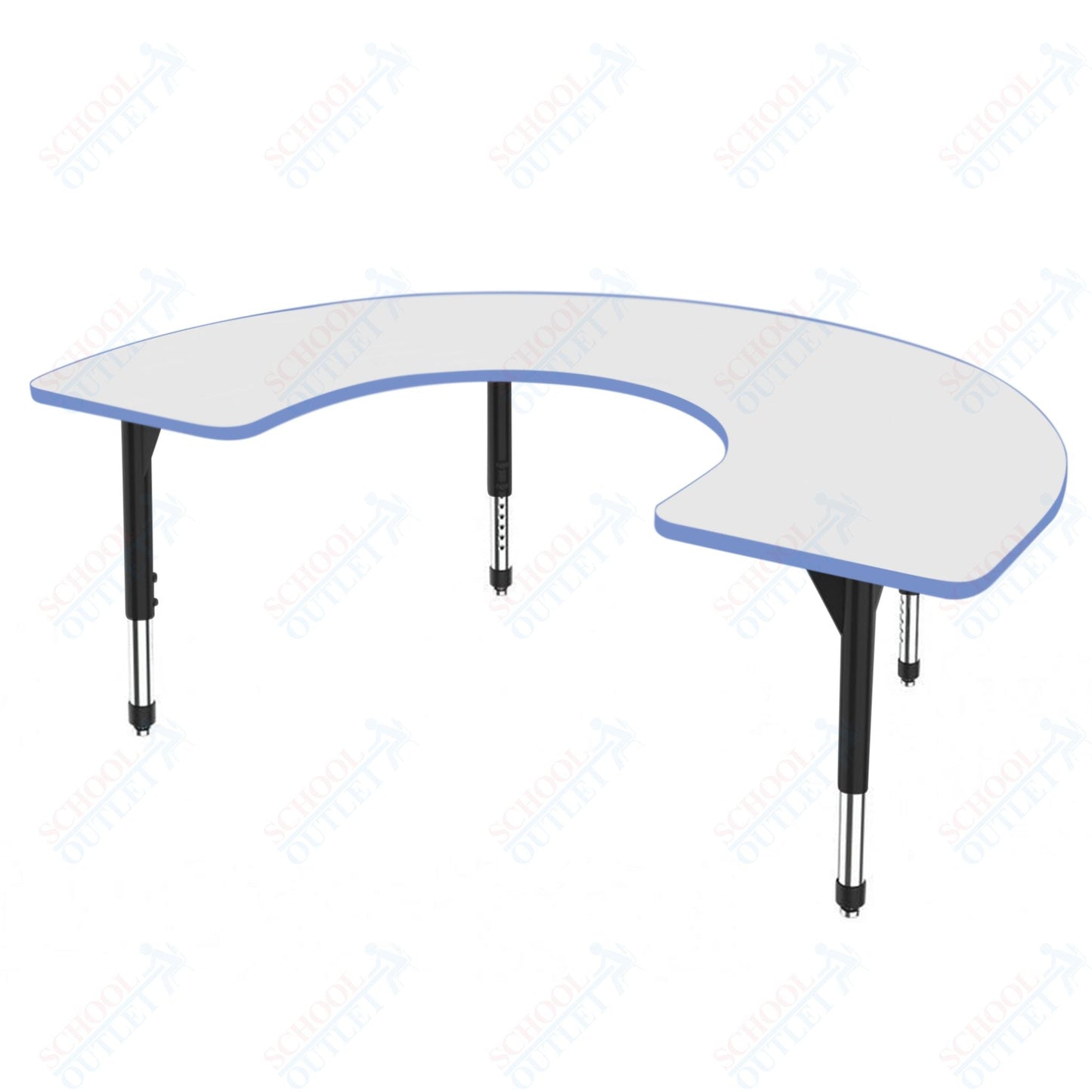 Marco Premier Series Horseshoe Activity Table w/ Dry Erase Top 48" x 72" Adj Height 21" - 31" (43 - 2227 - DB) - SchoolOutlet