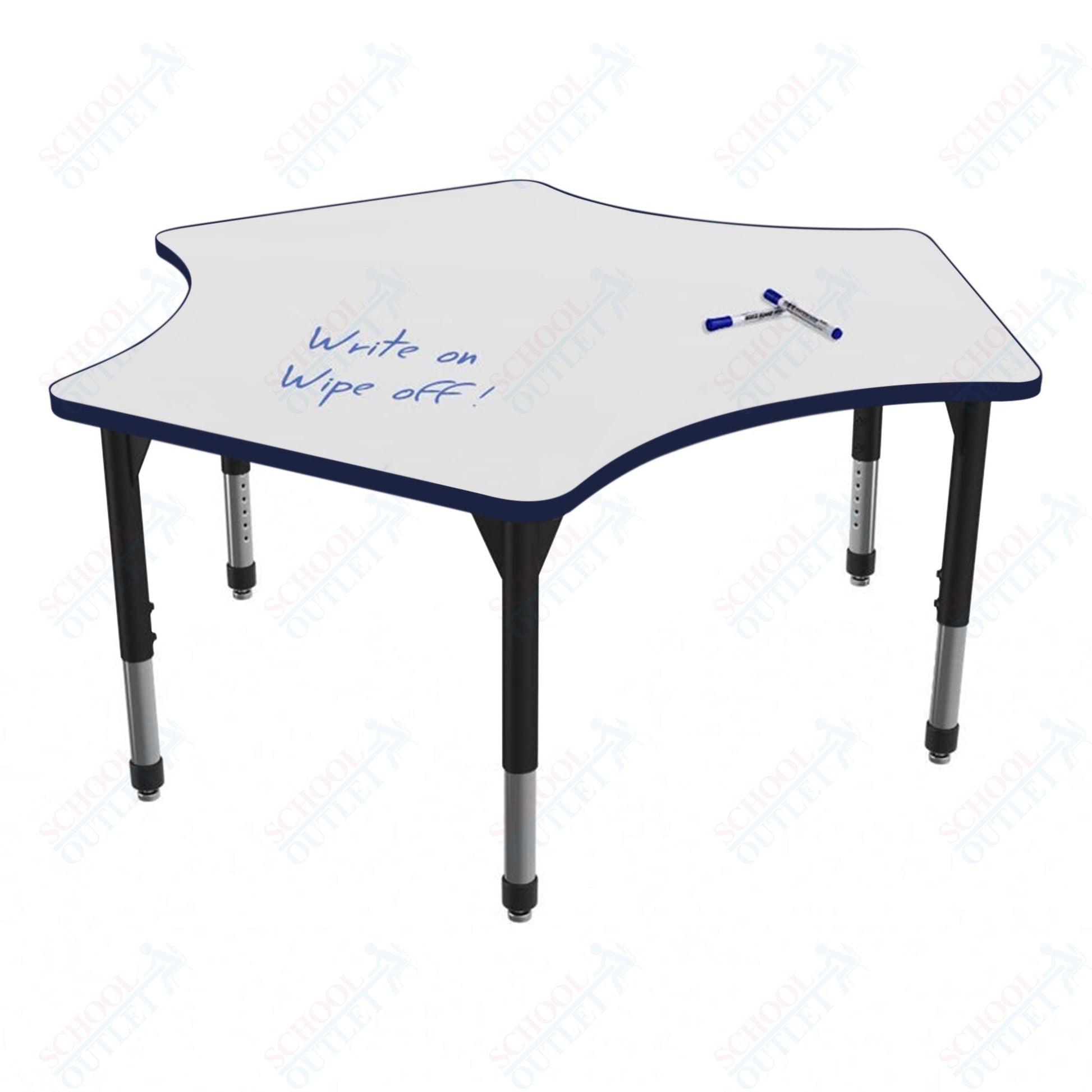 Marco Premier Series Delta Activity Table w/ Dry Erase Top 60" x 60" Adj Height 21" - 31" (43 - 2251 - DB) - SchoolOutlet