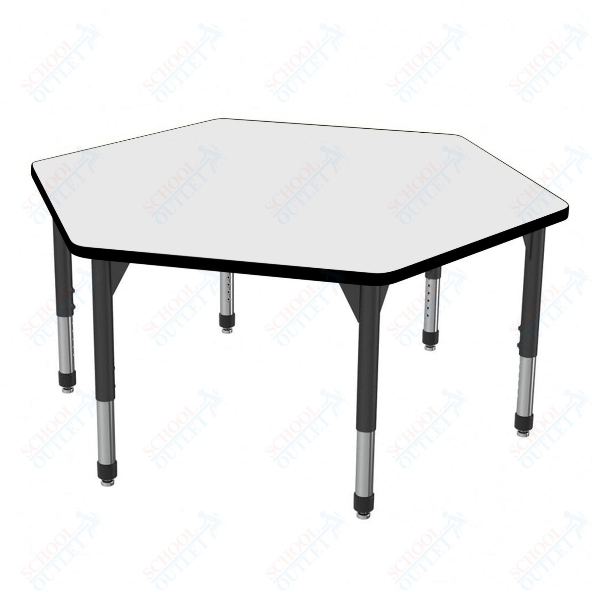 Marco Premier Series Hexagon Activity Table w/ Dry Erase Top 54.5" x 48" Adj Height 21" - 31" (43 - 2254 - DB) - SchoolOutlet