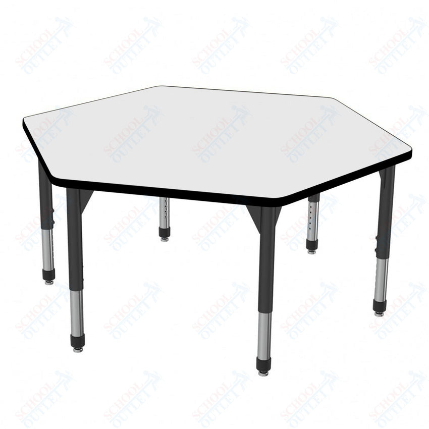 Marco Premier Series Hexagon Activity Table w/ Dry Erase Top 54.5" x 48" Adj Height 21" - 31" (43 - 2254 - DB) - SchoolOutlet