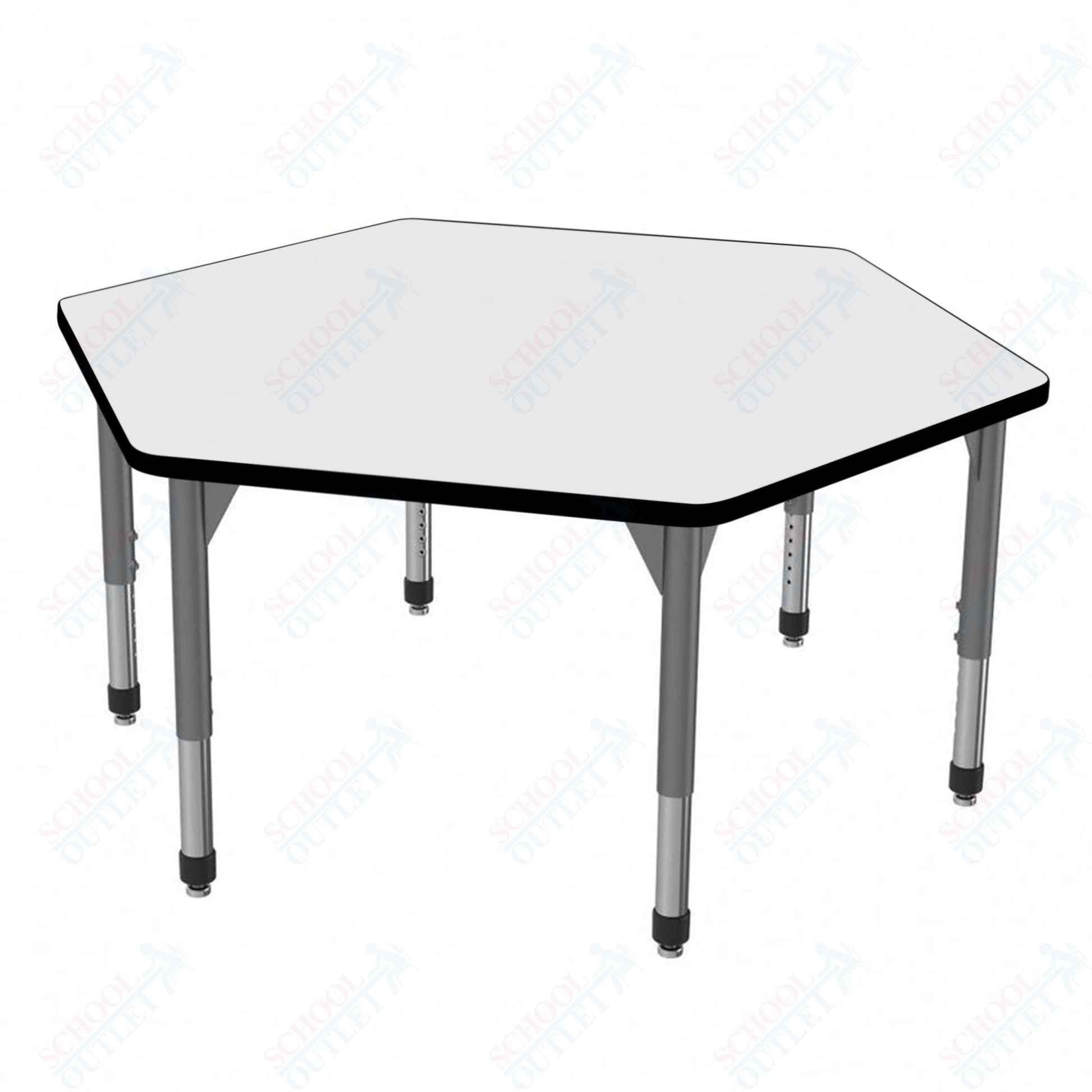 Marco Premier Series Hexagon Activity Table w/ Dry Erase Top 54.5" x 48" Adj Height 21" - 31" (43 - 2254 - DB) - SchoolOutlet