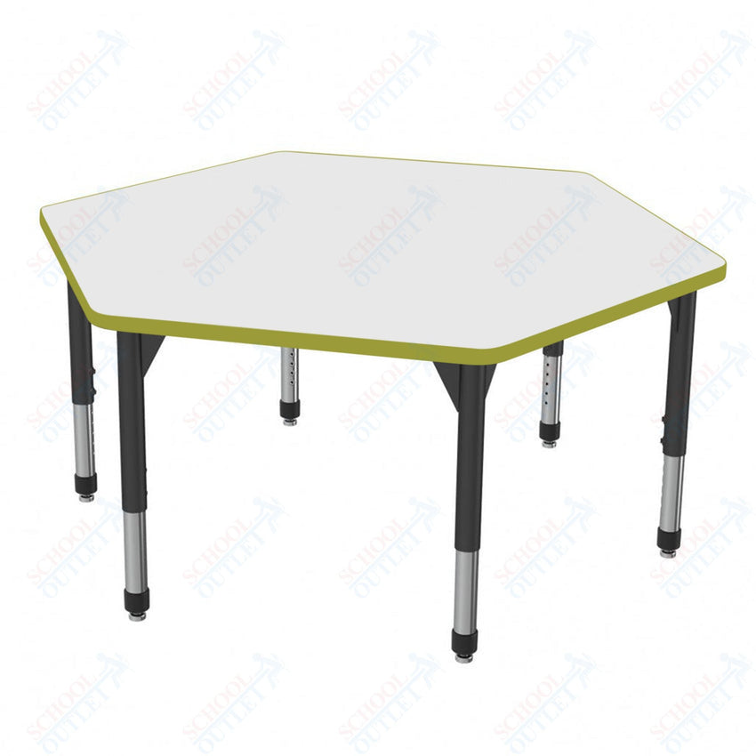 Marco Premier Series Hexagon Activity Table w/ Dry Erase Top 54.5" x 48" Adj Height 21" - 31" (43 - 2254 - DB) - SchoolOutlet