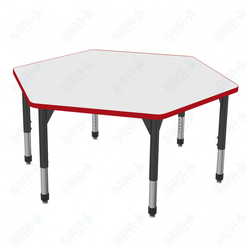 Marco Premier Series Hexagon Activity Table w/ Dry Erase Top 54.5" x 48" Adj Height 21" - 31" (43 - 2254 - DB) - SchoolOutlet