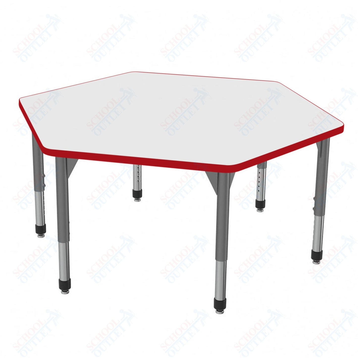 Marco Premier Series Hexagon Activity Table w/ Dry Erase Top 54.5" x 48" Adj Height 21" - 31" (43 - 2254 - DB) - SchoolOutlet