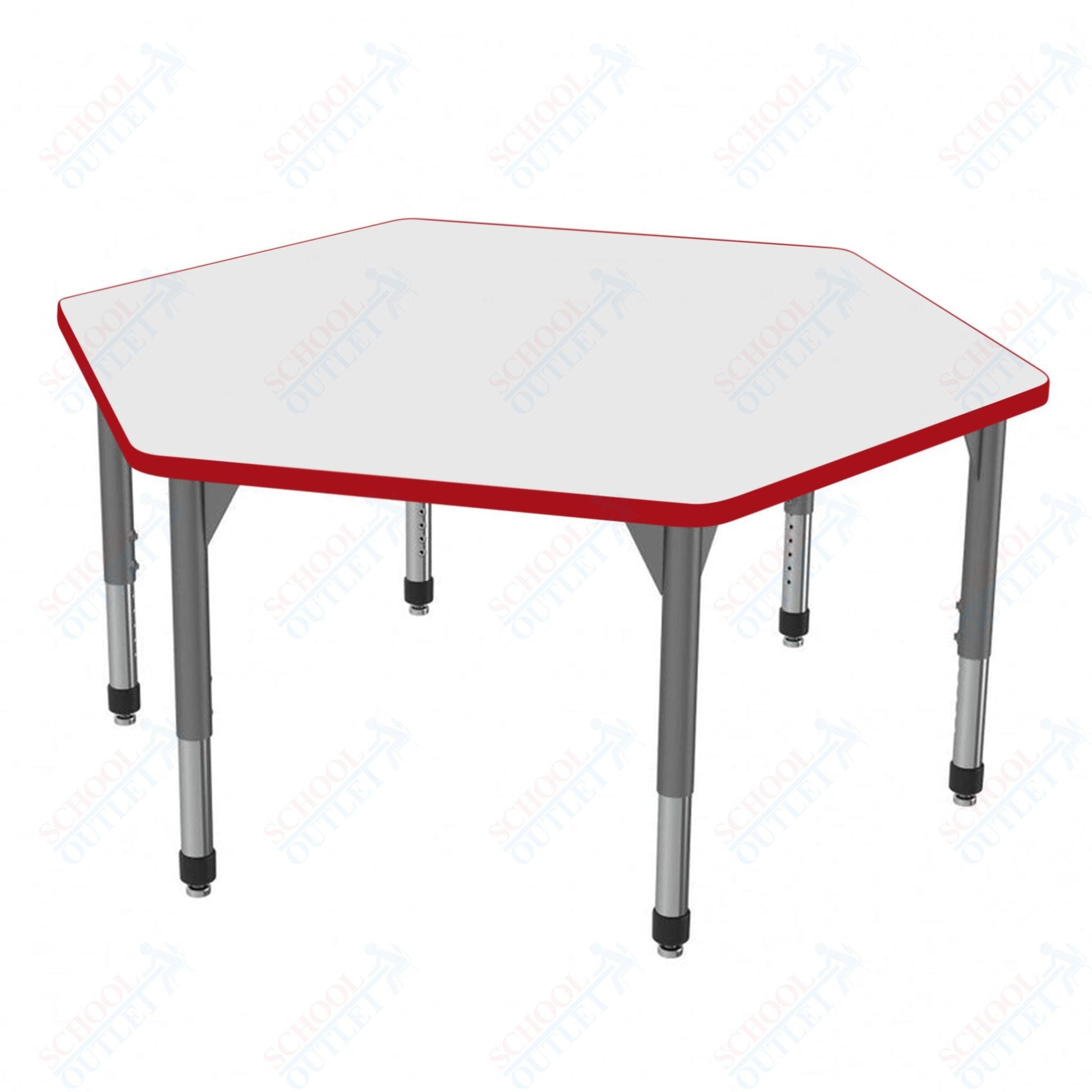 Marco Premier Series Hexagon Activity Table w/ Dry Erase Top 54.5" x 48" Adj Height 21" - 31" (43 - 2254 - DB) - SchoolOutlet