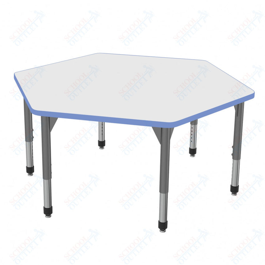 Marco Premier Series Hexagon Activity Table w/ Dry Erase Top 54.5" x 48" Adj Height 21" - 31" (43 - 2254 - DB) - SchoolOutlet