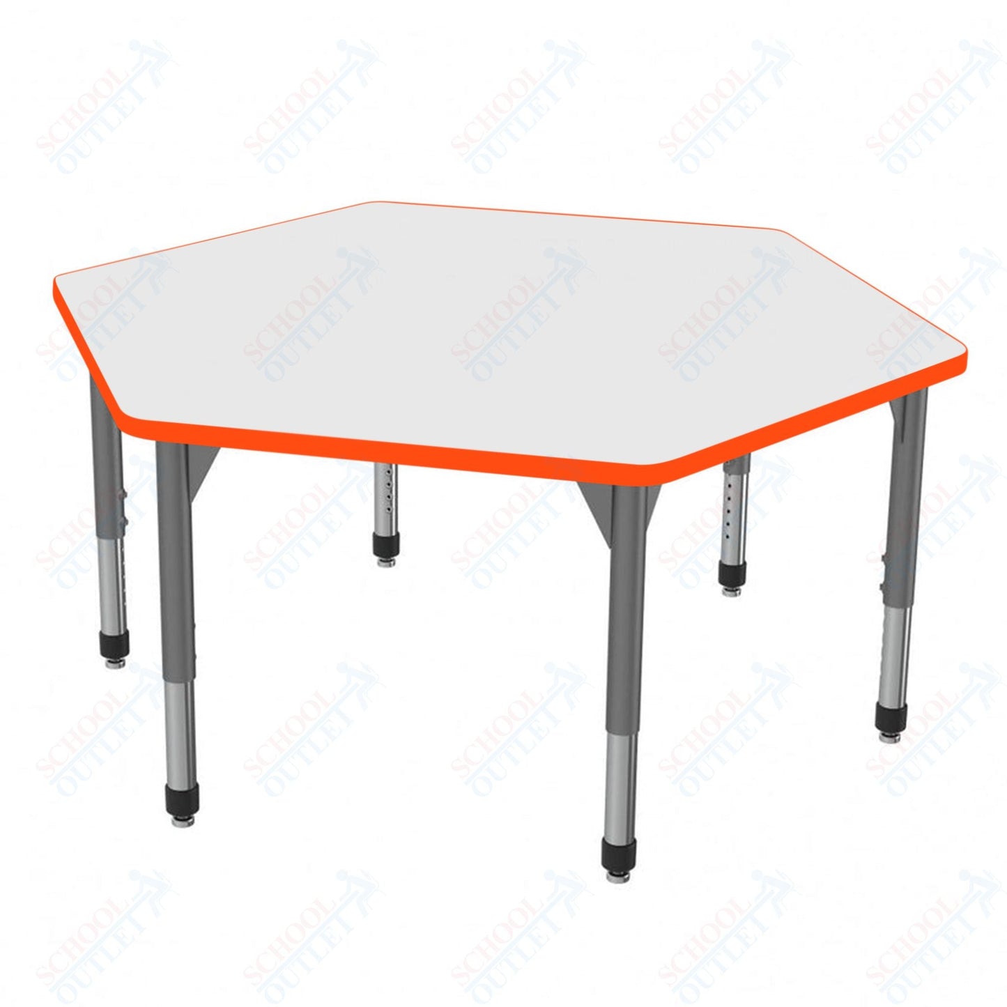 Marco Premier Series Hexagon Activity Table w/ Dry Erase Top 54.5" x 48" Adj Height 21" - 31" (43 - 2254 - DB) - SchoolOutlet