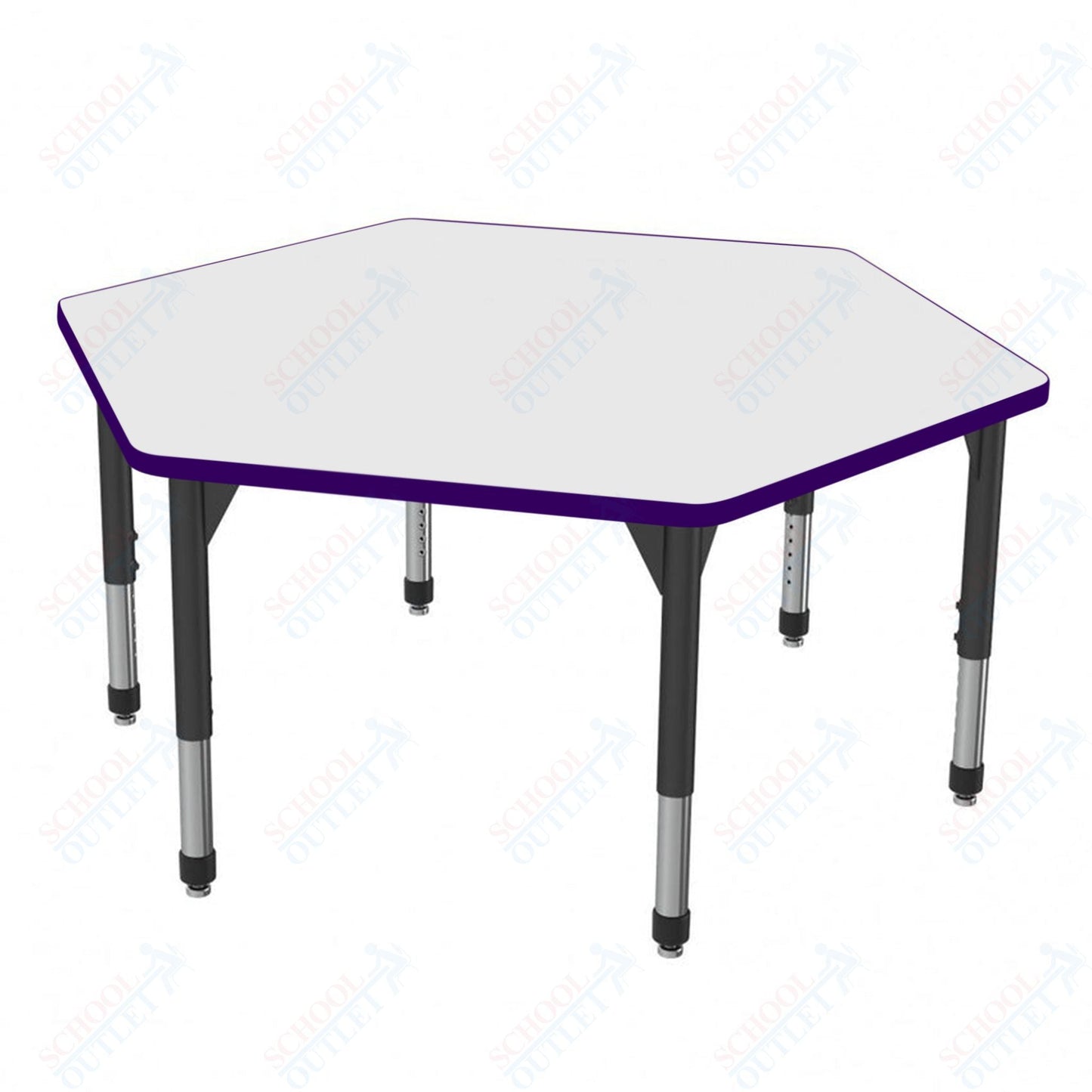 Marco Premier Series Hexagon Activity Table w/ Dry Erase Top 54.5" x 48" Adj Height 21" - 31" (43 - 2254 - DB) - SchoolOutlet