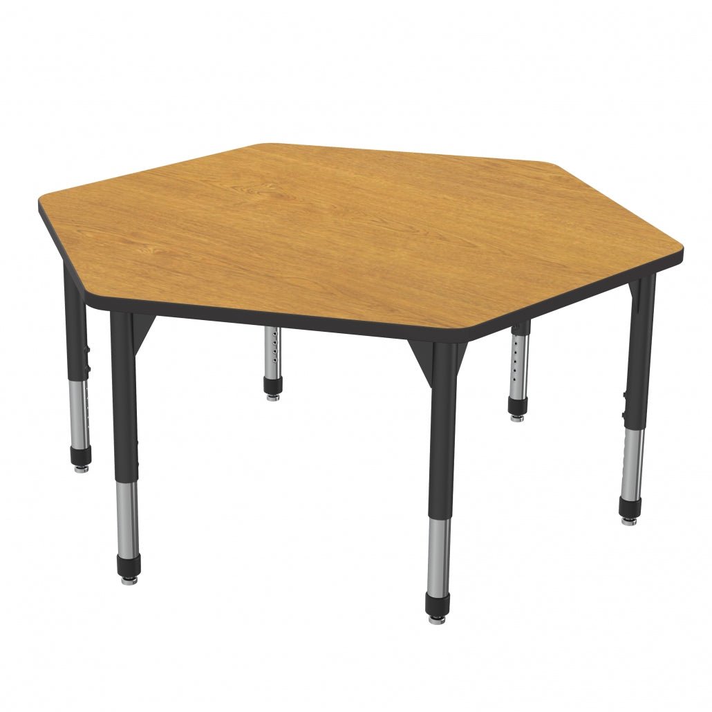 Marco Premier Series Hexagon Activity Table 54.5" x 48" Adjustable Height 21" - 31" (43 - 2254 - MB) - SchoolOutlet