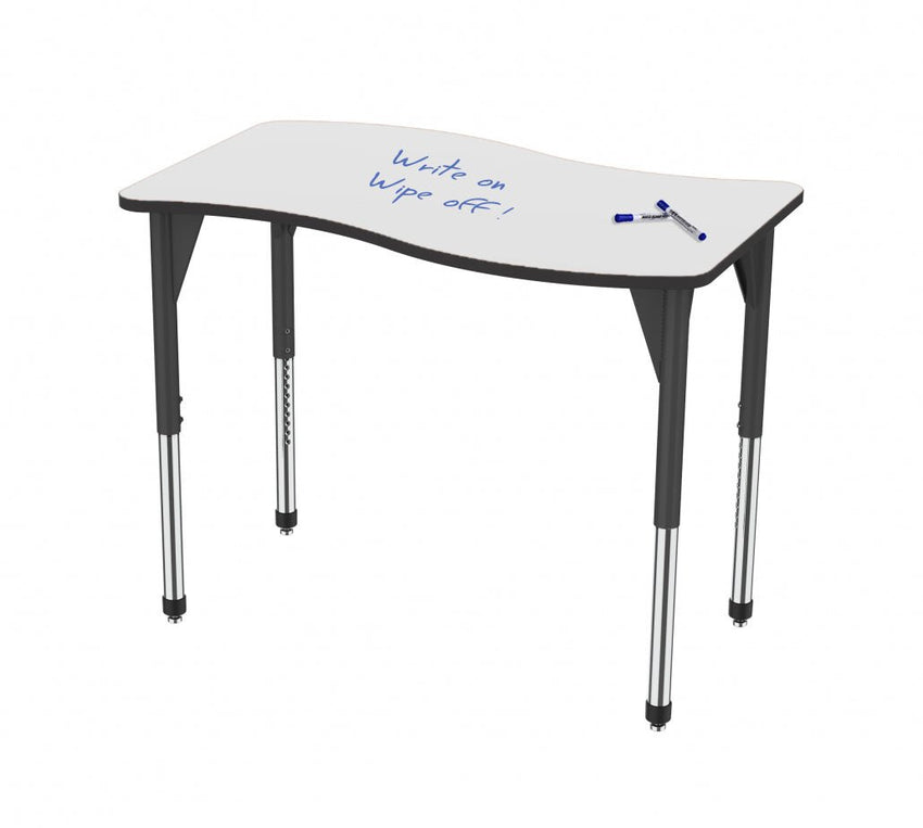 Marco Premier Series Wave Activity Table w/ Dry Erase Top 24" x 48" Adj Height 21" - 31" (43 - 2256 - DB) - SchoolOutlet