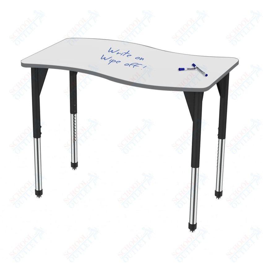 Marco Premier Series Wave Activity Table w/ Dry Erase Top 24" x 48" Adj Height 21" - 31" (43 - 2256 - DB) - SchoolOutlet