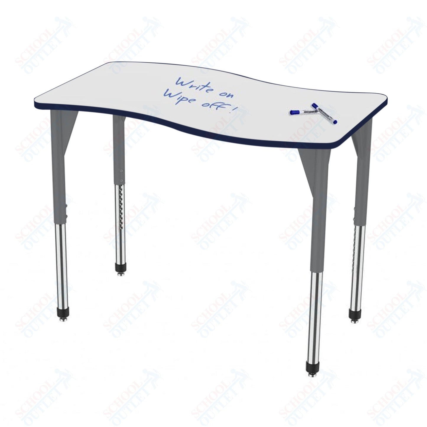 Marco Premier Series Wave Activity Table w/ Dry Erase Top 24" x 48" Adj Height 21" - 31" (43 - 2256 - DB) - SchoolOutlet