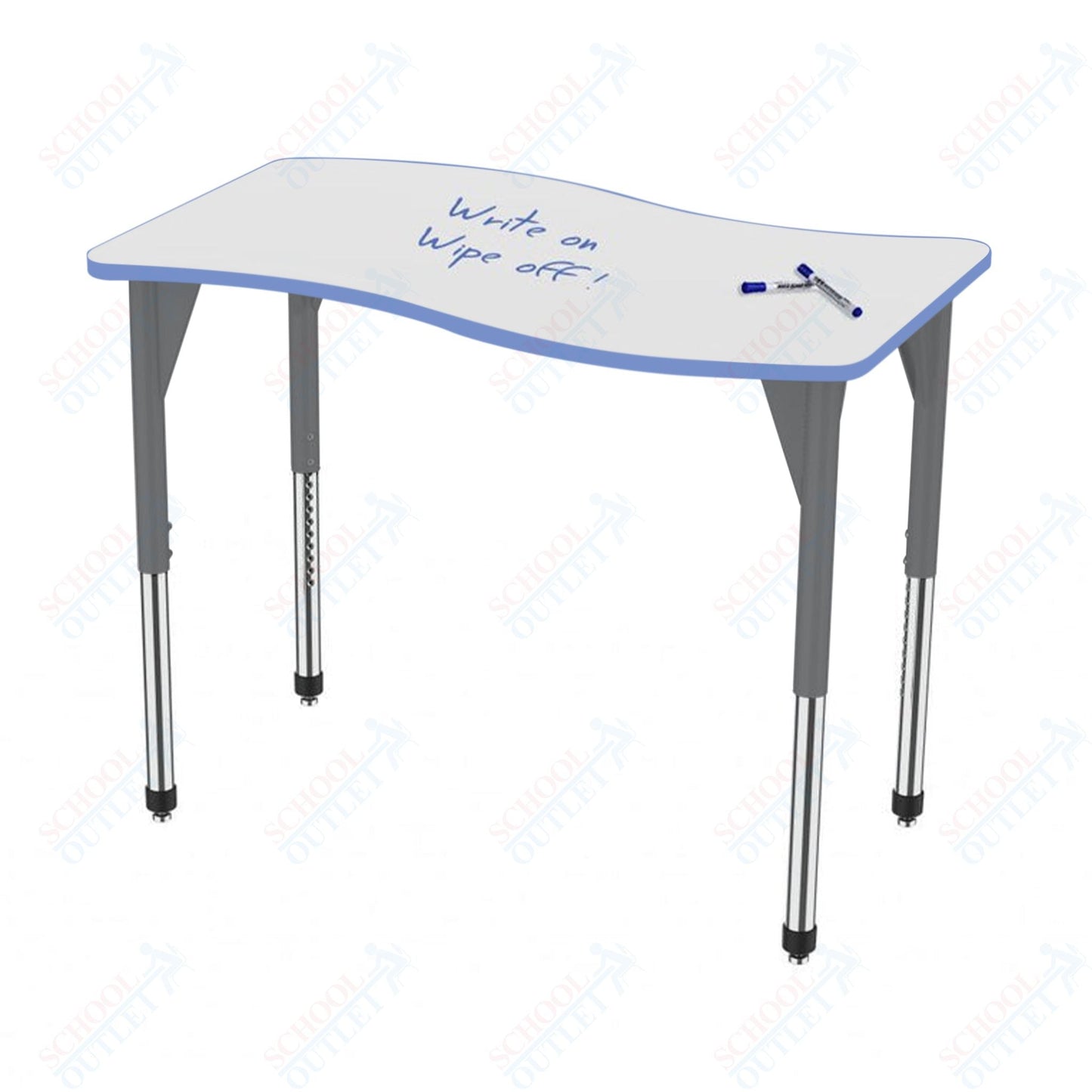 Marco Premier Series Wave Activity Table w/ Dry Erase Top 24" x 48" Adj Height 21" - 31" (43 - 2256 - DB) - SchoolOutlet