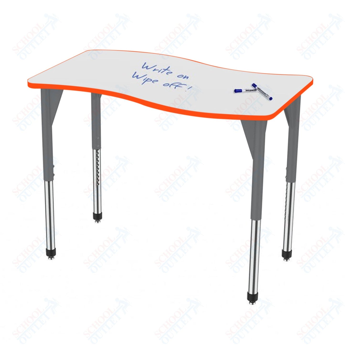 Marco Premier Series Wave Activity Table w/ Dry Erase Top 24" x 48" Adj Height 21" - 31" (43 - 2256 - DB) - SchoolOutlet