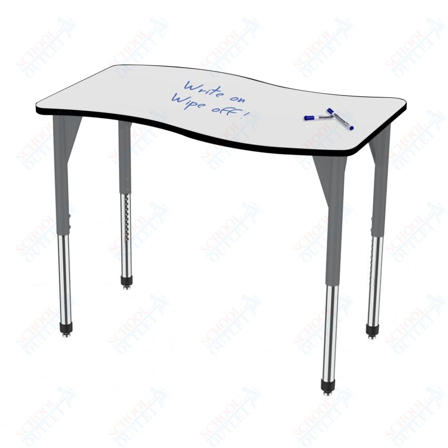 Marco Premier Series Wave Activity Table w/ Dry Erase Top 24" x 60" Adj Height 21" - 31" (43 - 2257 - DB) - SchoolOutlet