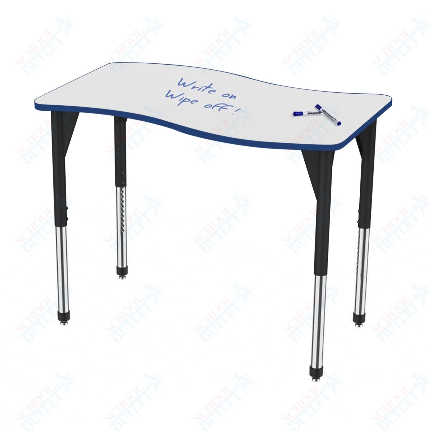 Marco Premier Series Wave Activity Table w/ Dry Erase Top 24" x 60" Adj Height 21" - 31" (43 - 2257 - DB) - SchoolOutlet