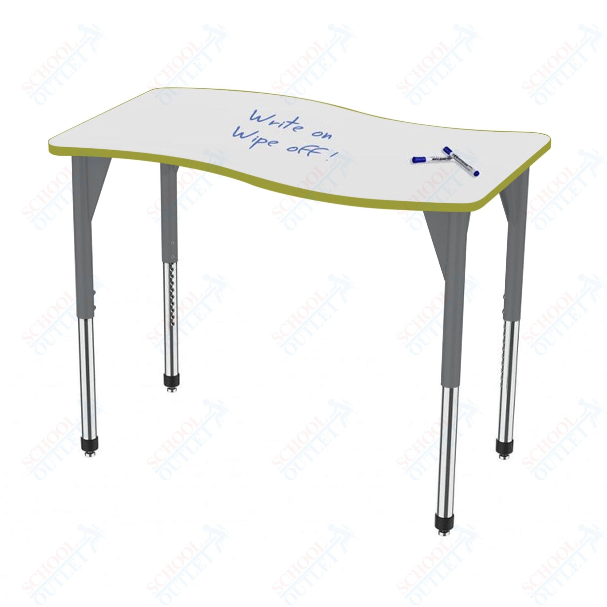 Marco Premier Series Wave Activity Table w/ Dry Erase Top 24" x 60" Adj Height 21" - 31" (43 - 2257 - DB) - SchoolOutlet