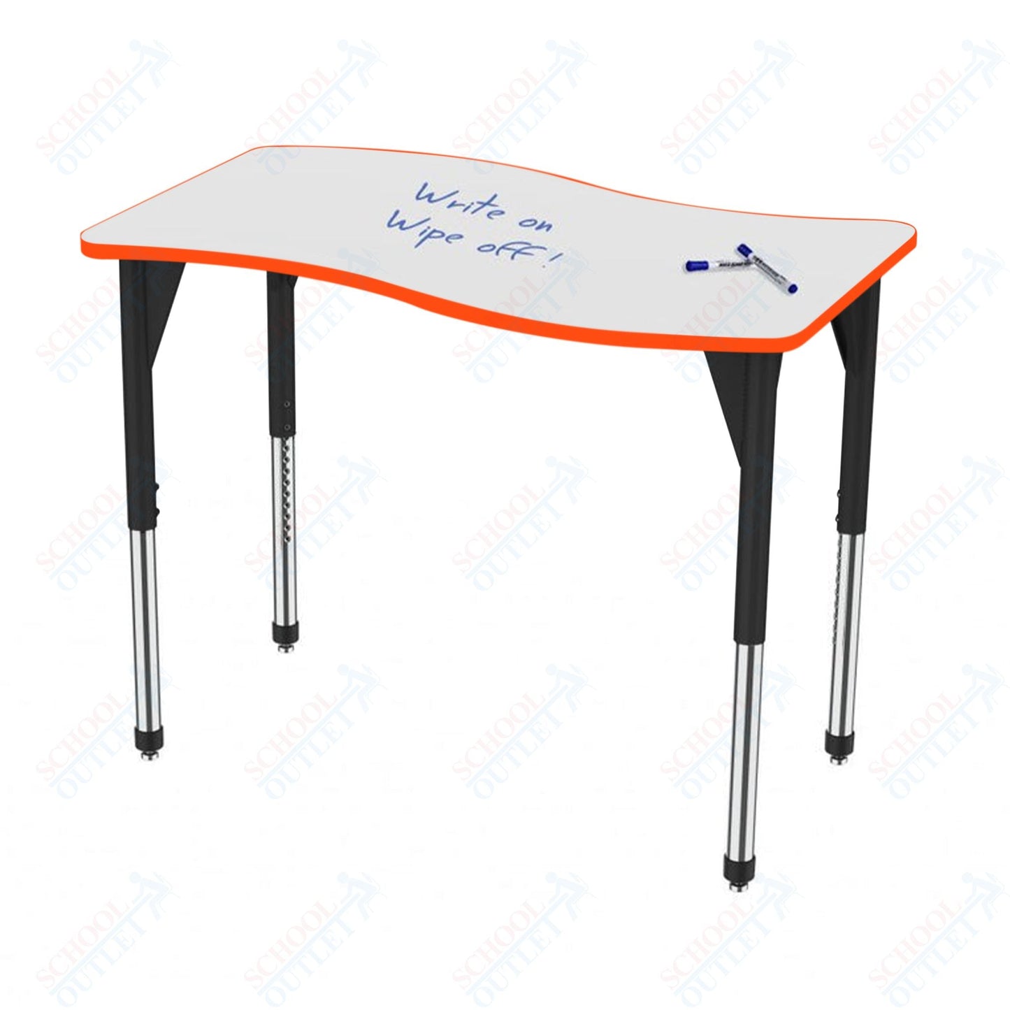 Marco Premier Series Wave Activity Table w/ Dry Erase Top 30" x 54" Adj Height 21" - 31" (43 - 2258 - DB) - SchoolOutlet