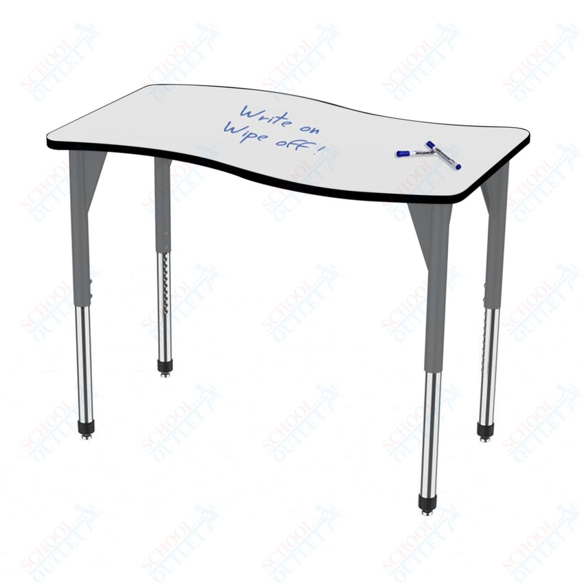 Marco Premier Series Wave Activity Table w/ Dry Erase Top 30" x 60" Adj Height 21" - 31" (43 - 2259 - DB) - SchoolOutlet