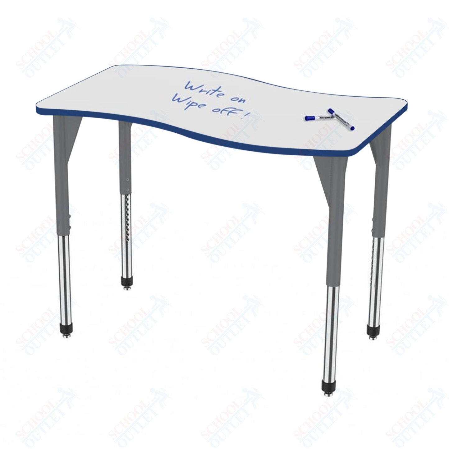 Marco Premier Series Wave Activity Table w/ Dry Erase Top 30" x 60" Adj Height 21" - 31" (43 - 2259 - DB) - SchoolOutlet