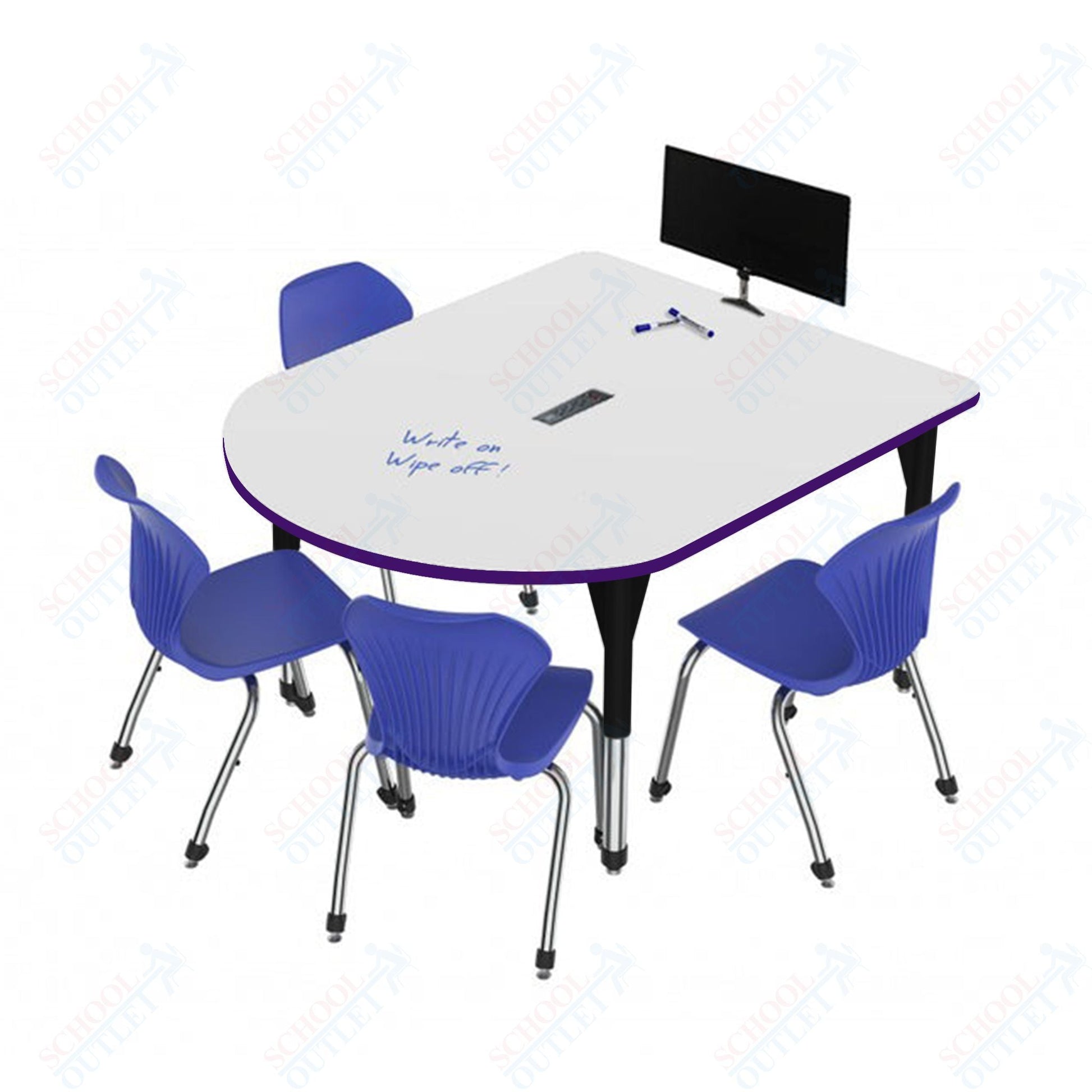 Marco Premier Series Multimedia Table Dry Erase Top 48" x 60" Adj Height 21" - 31" w/ Power Module (43 - 2260 - DBP) - SchoolOutlet