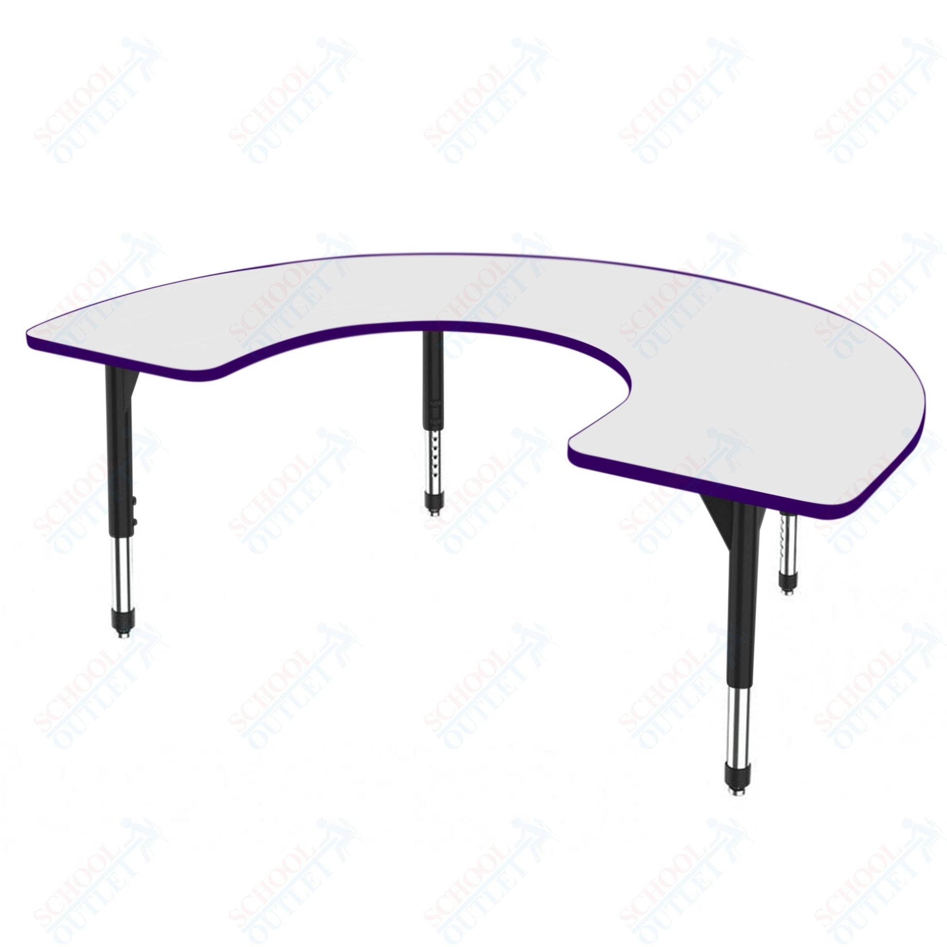 Marco Premier Series Horseshoe Activity Table w/ Dry Erase Top 60" x 66" Adj Height 21" - 31" (43 - 2270 - DB) - SchoolOutlet