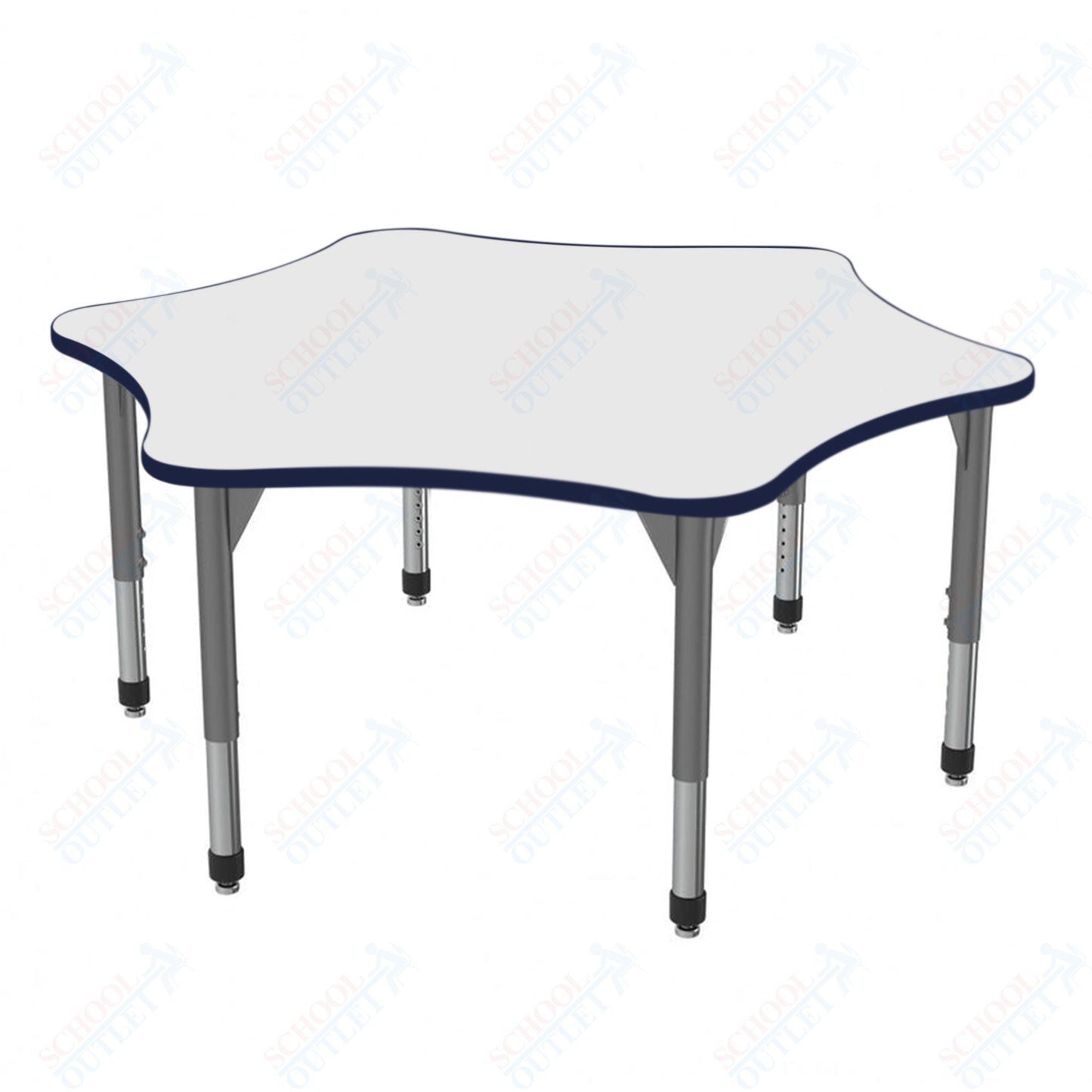 Marco Premier Series 60" 6 - Star Activity Table w/ Dry Erase Top Adj Height 21" - 31" (43 - 2282 - DB) - SchoolOutlet