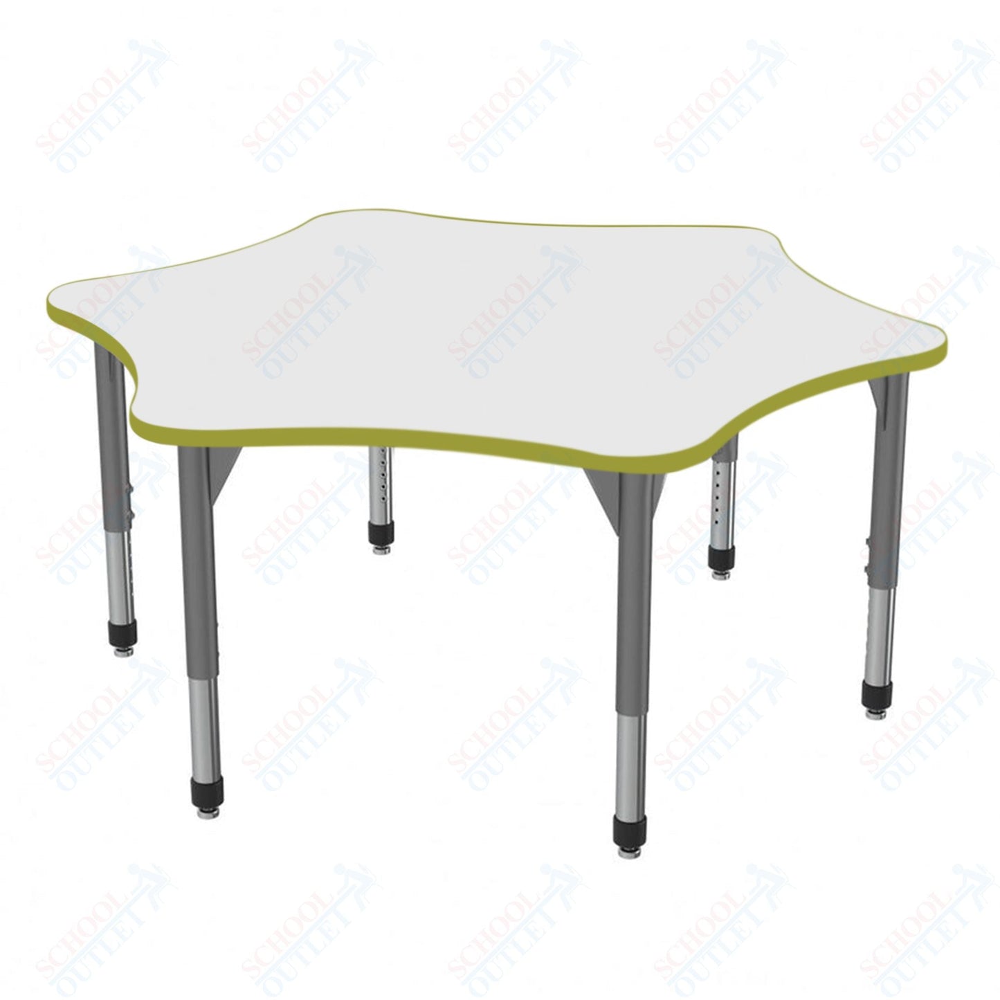 Marco Premier Series 60" 6 - Star Activity Table w/ Dry Erase Top Adj Height 21" - 31" (43 - 2282 - DB) - SchoolOutlet